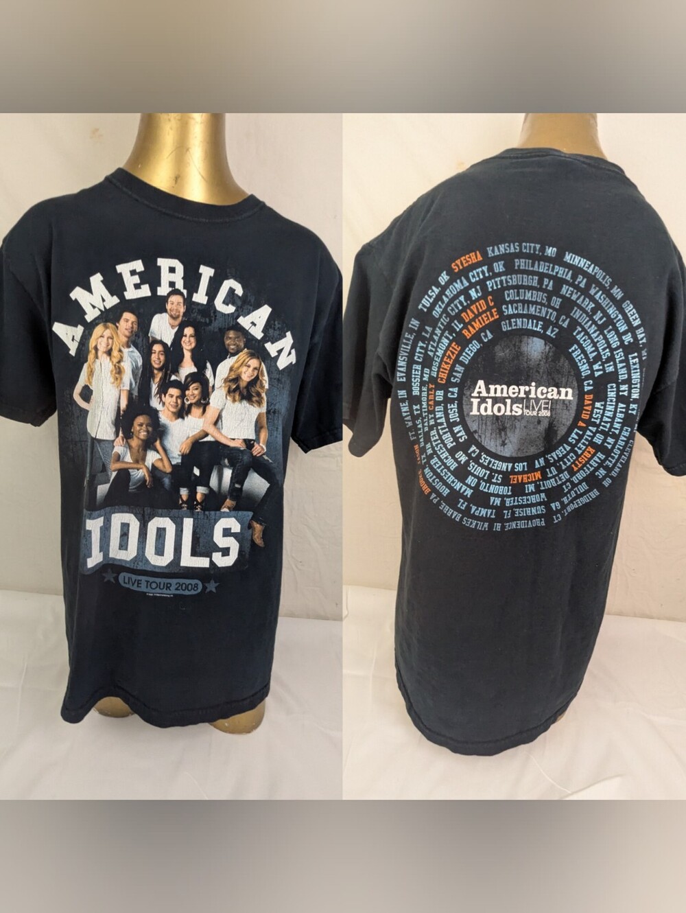 American Idols LIVE 2008 Concert Tour Tee Shirt Double Sided Medium Unisex
